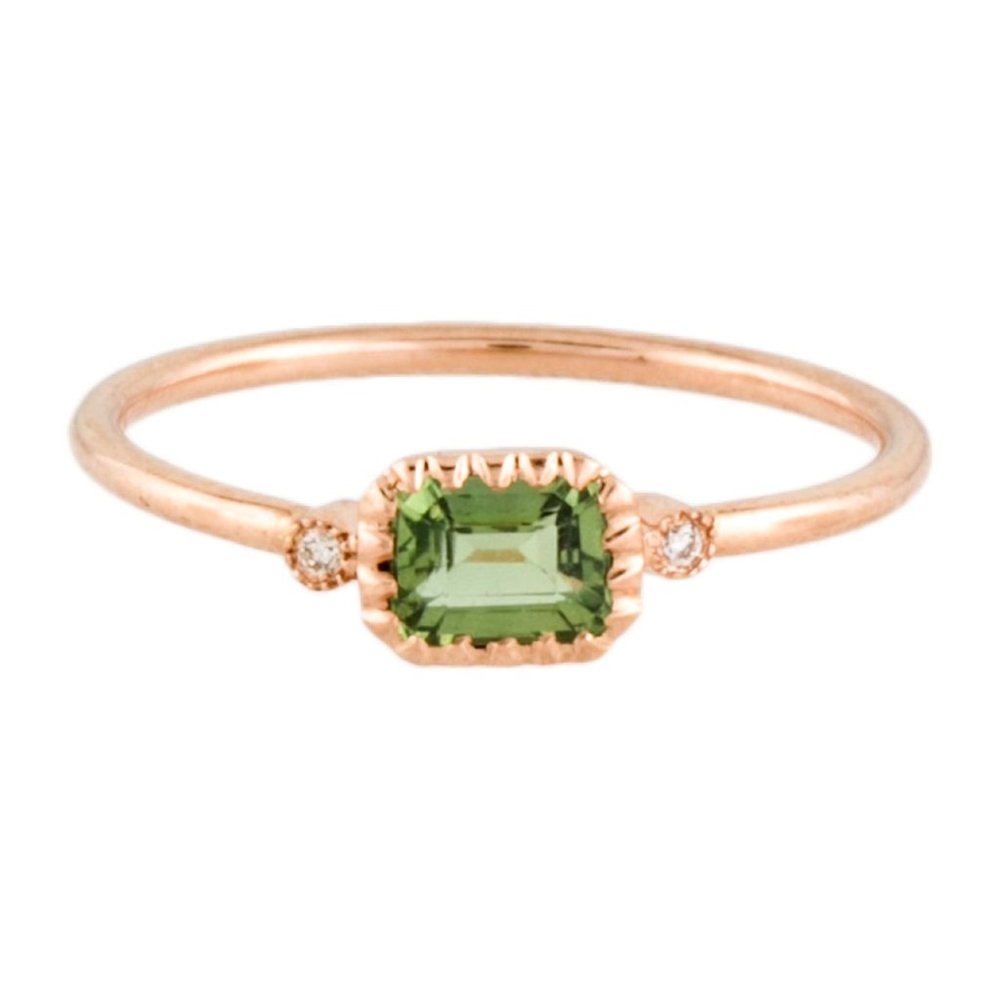 14K ROSE GOLD GREEN SAPPHIRE & DIAMOND COCKTAIL RING